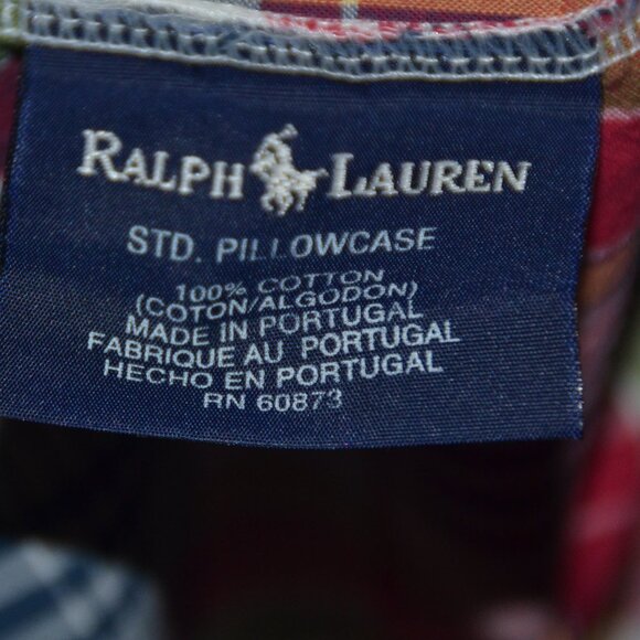 2 Vintage Ralph Lauren POLO SUNDECK PLAID/MADRAS STANDARD Pillowcases - Picture 3 of 4